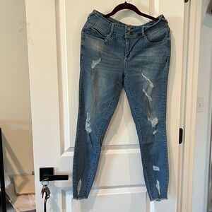 Juniors' WallFlower Distressed High Rise Skinny Ankle Jeans Size 11